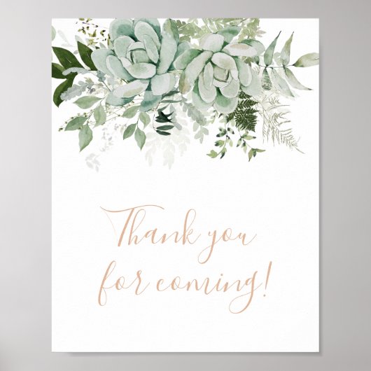 Green Succulents Bedankt voor uw komst Poster (Voorkant)