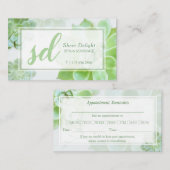 Green Succulents Business Appointment Card Visitekaartje (Voorkant / Achterkant)
