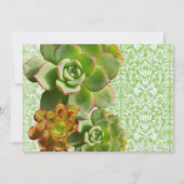 Green Succulents Damask Wedding Invitation Kaart (Achterkant)