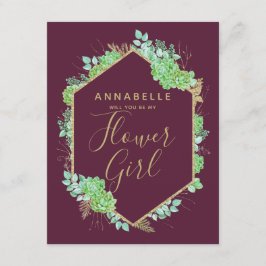 Green Succulents Gold Wil jij mijn Bloemenmeisje z Kaart