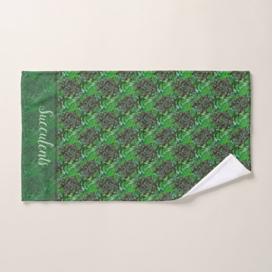 Green Succulents Lattice Pattern Bath Towels Bad Handdoek (Handdoek)
