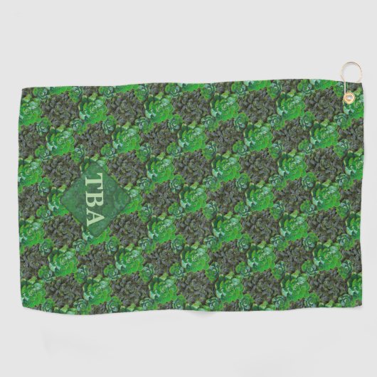 Green Succulents Lattice Pattern Golf Towel Golfhanddoek (Horizontaal)