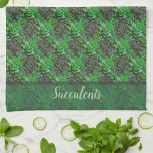 Green Succulents Lattice Pattern Kitchen Towels Theedoek