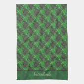 Green Succulents Lattice Pattern Kitchen Towels Theedoek (Verticaal)