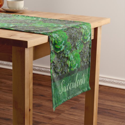 Green Succulents Lattice Pattern Table Runners Korte Tafelloper (Voorbeeld)