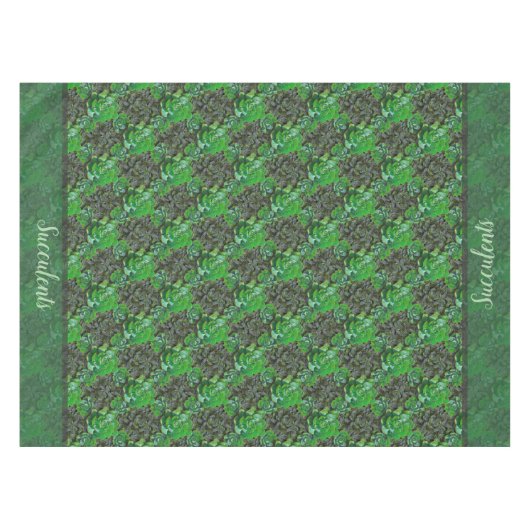 Green Succulents Lattice Pattern Tablecloths Tafelkleed (Voorkant (Horizontaal))