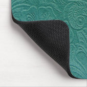 Green Suede Leather look-Embossed Floral Design Muismat (Hoek)