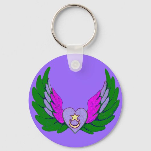 Green Sufi Winged Heart-hoofdketen Sleutelhanger (Voorkant)