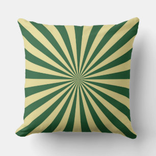 Green Sun Funky Rays Retro Stripes Kussen