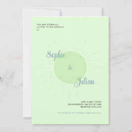 Green Sunburst Wedding Invitations Kaart