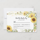 Green Sunflower Eucalyptus String Lights Wedding RSVP Kaartje (Voorkant)