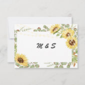 Green Sunflower Eucalyptus String Lights Wedding RSVP Kaartje (Achterkant)