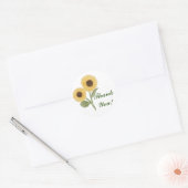 Green Sunflower Floral Pattern Dank je wel! Ronde Sticker (Envelop)