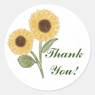 Green Sunflower Floral Pattern Dank je wel! Ronde Sticker