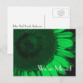 Green Sunflower New Address Floral Briefkaart (Voorkant / Achterkant)