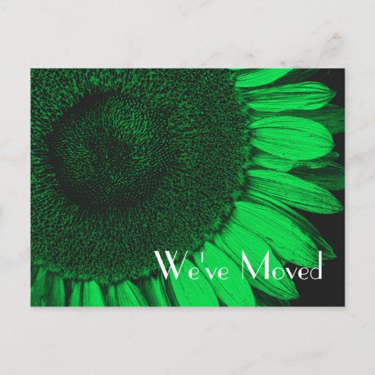 Green Sunflower New Address Floral Briefkaart (Voorkant)