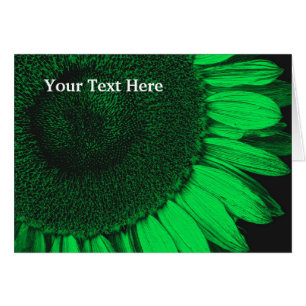 Green Sunflower Petals Floral Art-fotokaart