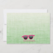 Green SunGlasses Birthday Party Invitation Kaart (Achterkant)
