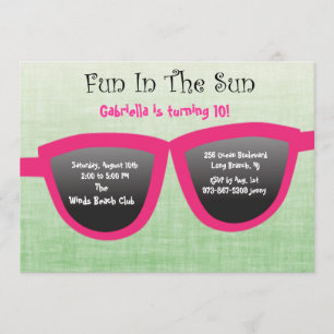 Green SunGlasses Birthday Party Invitation Kaart