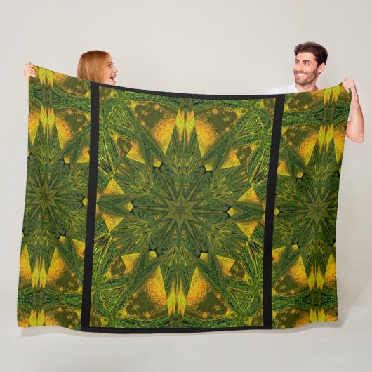 Green Sunshine Flower Fleece Deken (In situ)