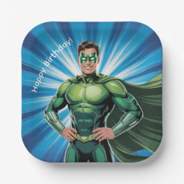 Green Superhero Boys Birthday Party Papieren Bordje