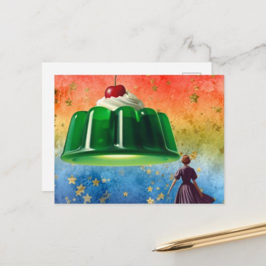 Green Surreal Sweet Treat Briefkaart (Voorkant / Achterkant in situ)