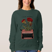 Green Sweatshirt with Typewriter Floral Print  (Voorkant)