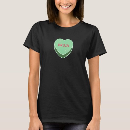 Green Sweet Bruja Heart Valentijnsdag Latina Spa T-shirt (Voorkant)