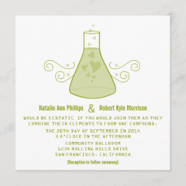 Green Sweet Chemistry Wedding Invite Kaart