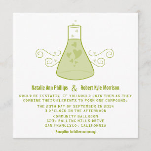 Green Sweet Chemistry Wedding Invite Kaart
