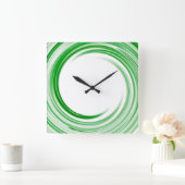 Green Swirl Abstract Art. 3 Vierkante Klok (Huis)