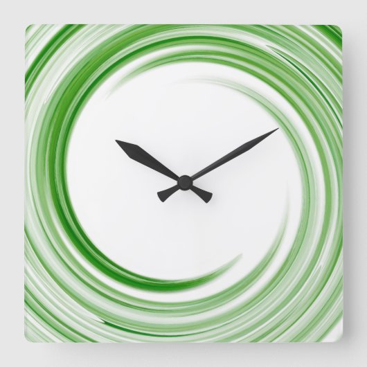 Green Swirl Abstract Art. 3 Vierkante Klok (Voorkant)