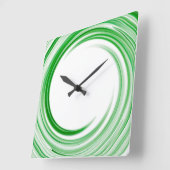 Green Swirl Abstract Art. 3 Vierkante Klok (Hoek)