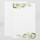 Green Swirl Briefpapier (Voorkant / Achterkant)