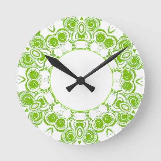 Green Swirl Clock Ronde Klok (Voorkant)