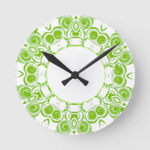 Green Swirl Clock Ronde Klok
