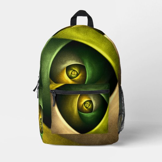 Green Swirl Floral Modern Abstract Kunstpatroon #2 Bedrukte Rugzak (Voorkant)