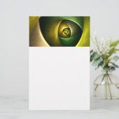 Green Swirl Floral Modern Abstract Kunstpatroon #2 Briefpapier (Staand voorkant)