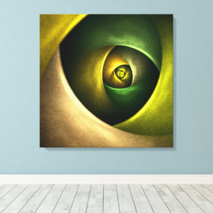 Green Swirl Floral Modern Abstract Kunstpatroon #2 Canvas Afdruk