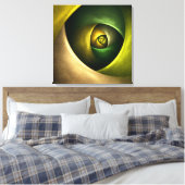 Green Swirl Floral Modern Abstract Kunstpatroon #2 Canvas Afdruk (Insitu (Slaapkamer))