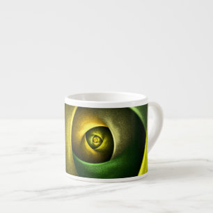Green Swirl Floral Modern Abstract Kunstpatroon #2 Espresso Kop