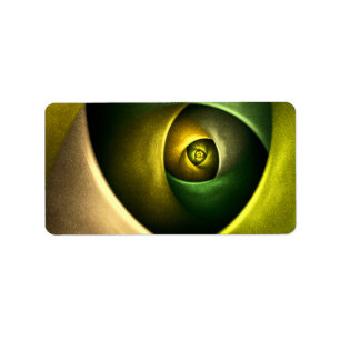 Green Swirl Floral Modern Abstract Kunstpatroon #2 Etiket