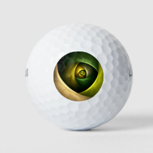 Green Swirl Floral Modern Abstract Kunstpatroon #2 Golfballen