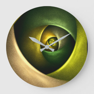 Green Swirl Floral Modern Abstract Kunstpatroon #2 Grote Klok