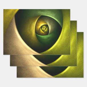 Green Swirl Floral Modern Abstract Kunstpatroon #2 Inpakpapier Vel