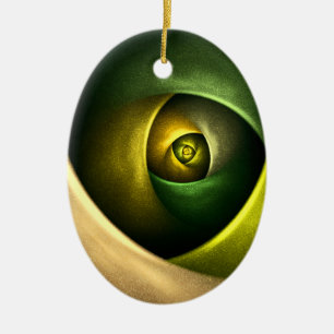 Green Swirl Floral Modern Abstract Kunstpatroon #2 Keramisch Ornament