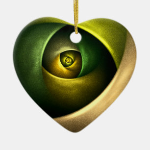 Green Swirl Floral Modern Abstract Kunstpatroon #2 Keramisch Ornament
