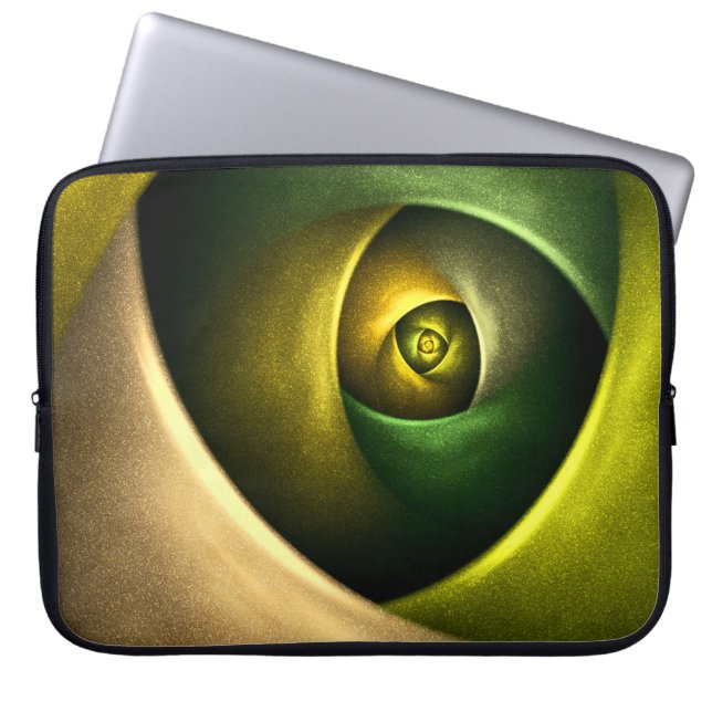 Green Swirl Floral Modern Abstract Kunstpatroon #2 Laptop Sleeve (Voorkant)