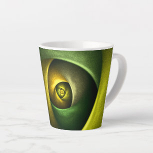Green Swirl Floral Modern Abstract Kunstpatroon #2 Latte Mok