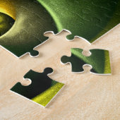 Green Swirl Floral Modern Abstract Kunstpatroon #2 Legpuzzel (Zijkant)